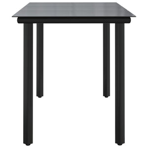 Tavolo Pranzo Giardino Nero200x100x74 Acciaio e Vetro Temperato 319284