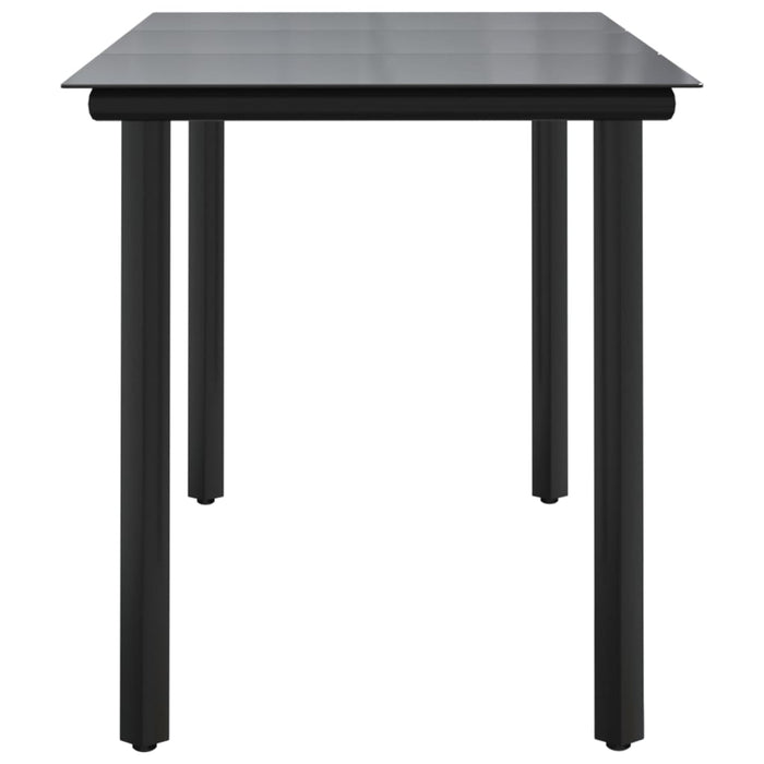 Tavolo Pranzo Giardino Nero200x100x74 Acciaio e Vetro Temperato 319284