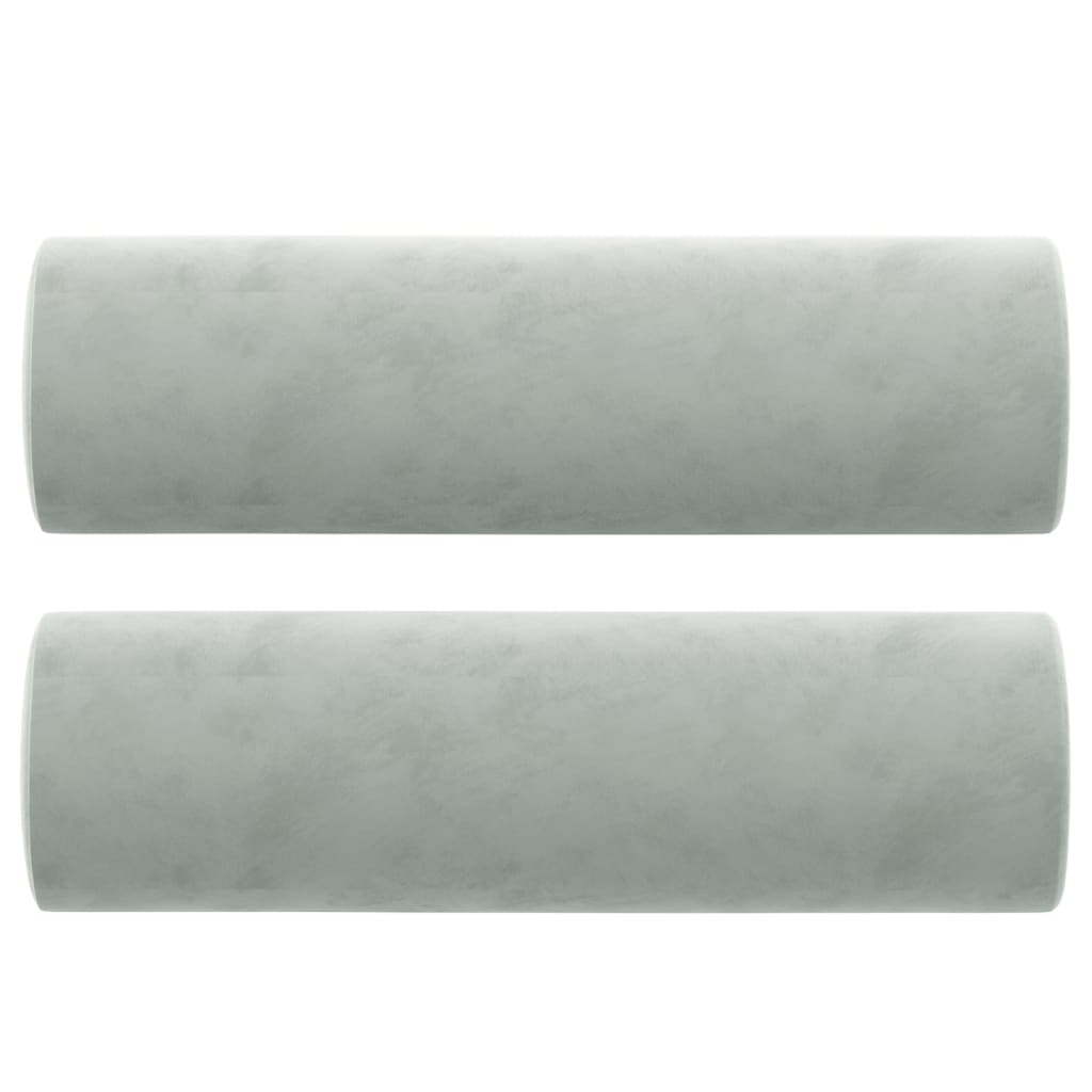 Cuscini Decorativi 2 pz Grigio Chiaro Ø15x50 cm in Velluto 349509