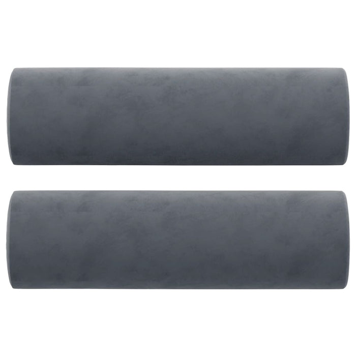 Cuscini Decorativi 2 pz Grigio Scuro Ã˜15x50 cm in Velluto cod mxl 78703