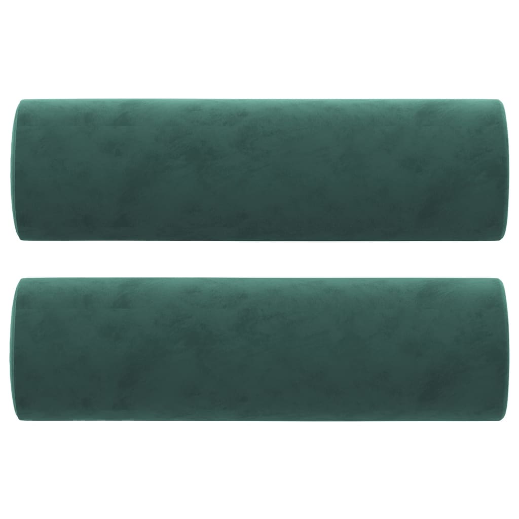 Cuscini Decorativi 2 pz Verde Scuro Ã˜15x50 cm in Velluto