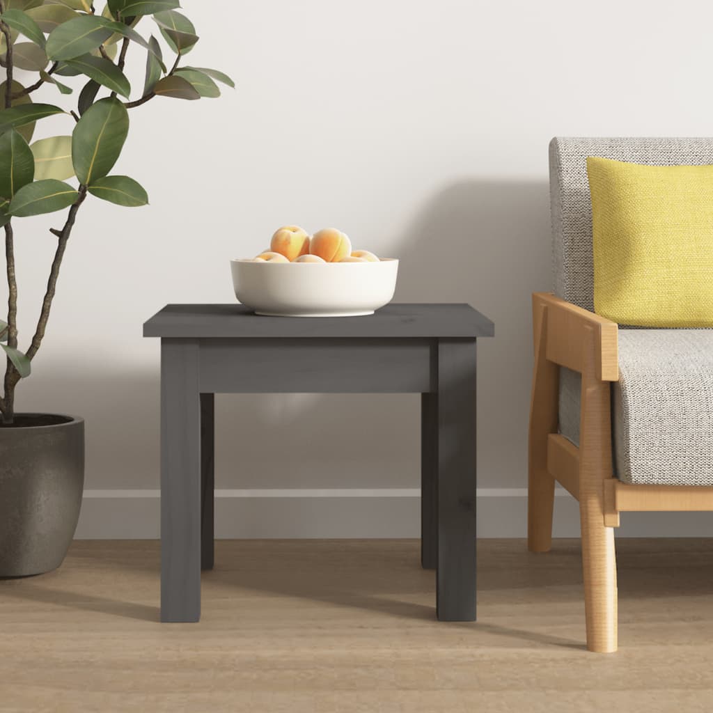 Tavolino da Salotto Grigio 35x35x30 cm Legno Massello di Pino 814221