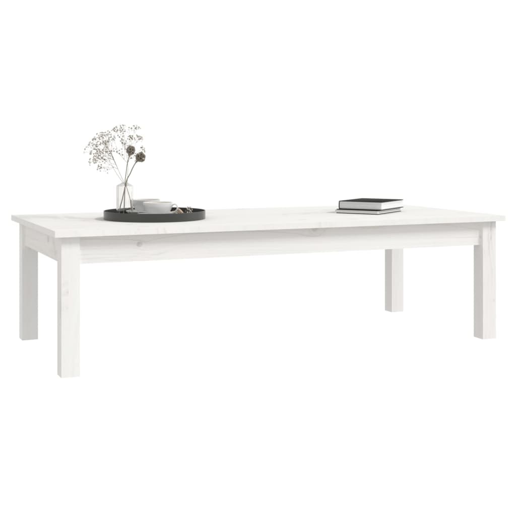 Tavolino da Salotto Bianco 110x50x30 cm Legno Massello di Pino cod mxl 17296