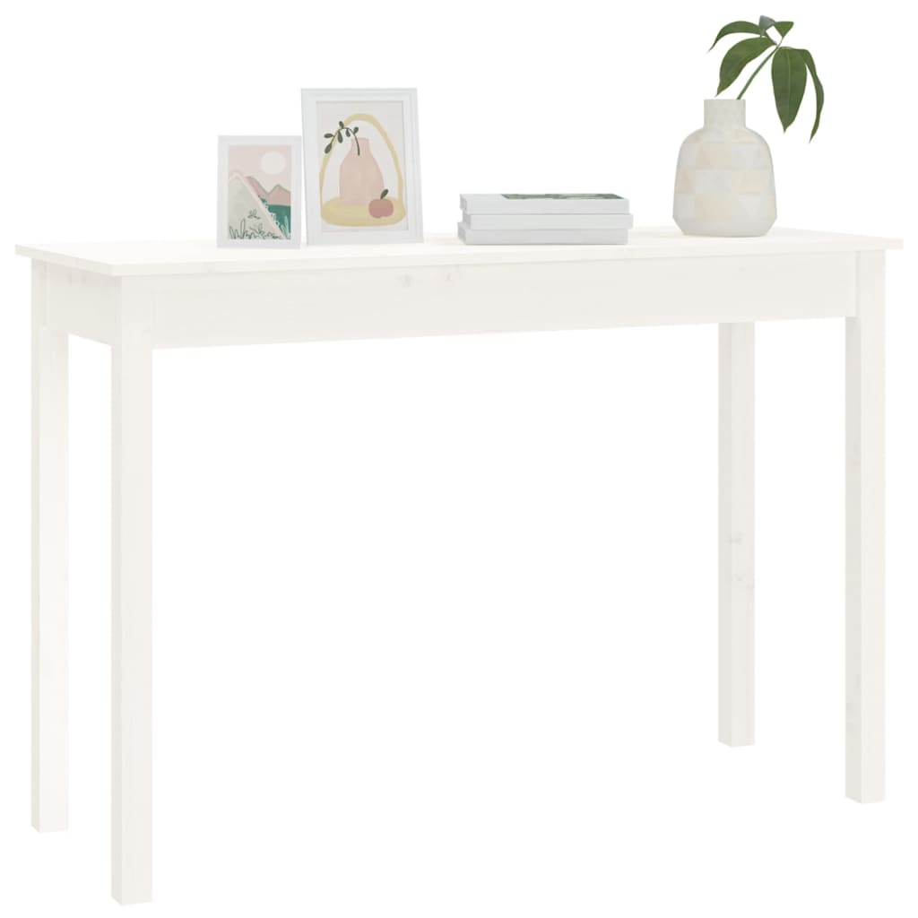 Tavolo Consolle Bianco 110x40x75 cm in Legno Massello di Pino 814240