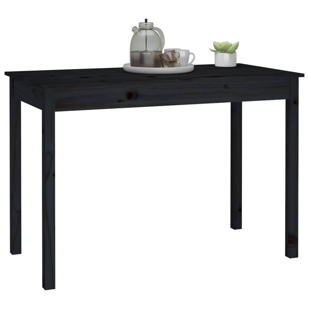 Tavolo da Pranzo Nero 110x55x75 cm in Legno Massello di Pino 814253