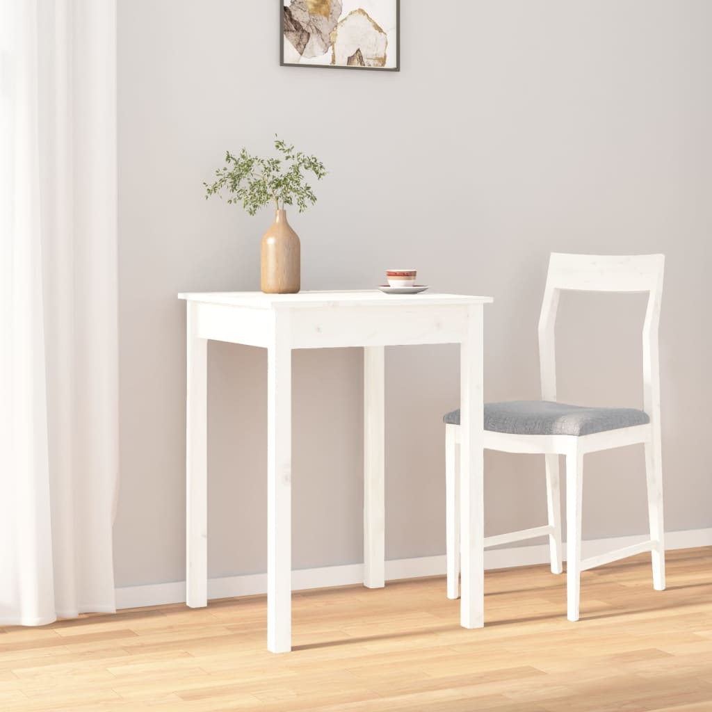 Tavolo da Pranzo Bianco 55x55x75 cm in Legno Massello di Pino 814255