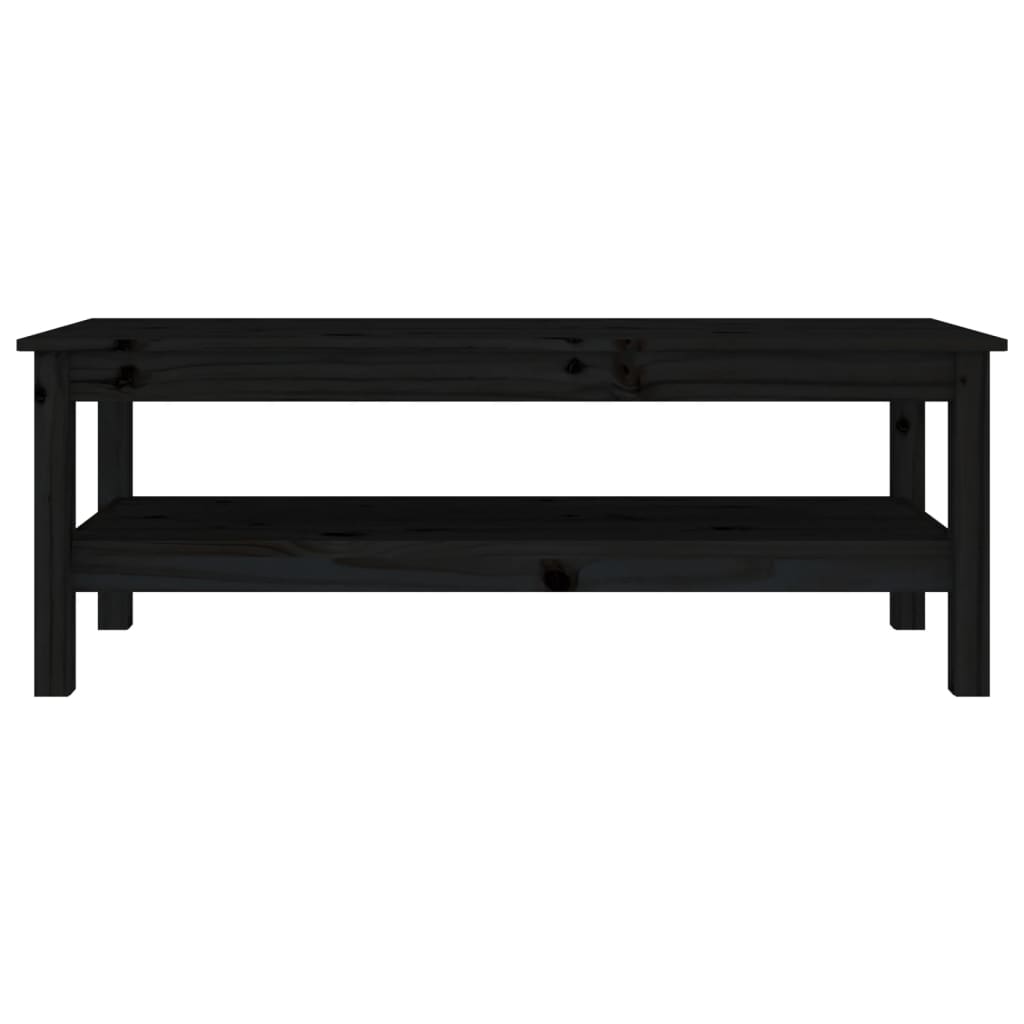 Tavolino da Salotto Nero 110x50x40 cm in Legno Massello di Pino 814278
