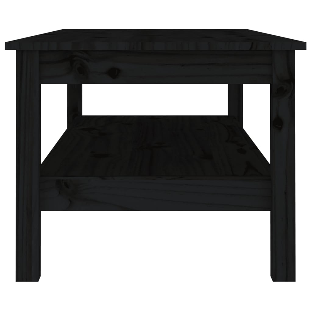 Tavolino da Salotto Nero 110x50x40 cm in Legno Massello di Pino 814278
