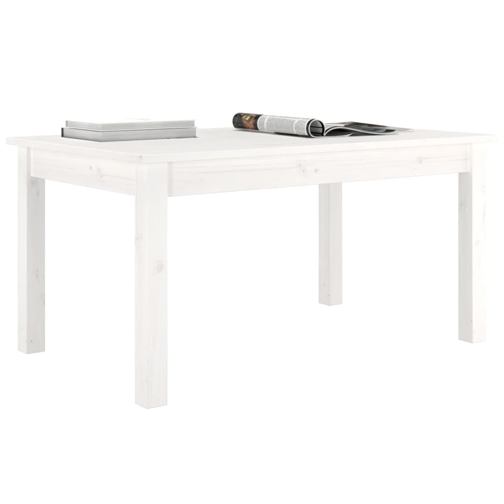 Tavolino da Salotto Bianco 80x50x40 cm Legno Massello di Pino 814280
