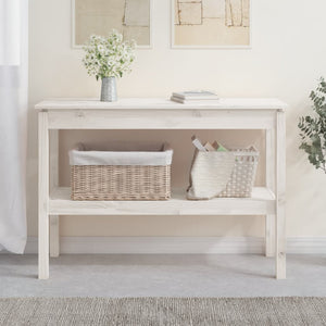 Tavolo Consolle Bianco 110x40x75 cm in Legno Massello di Pino