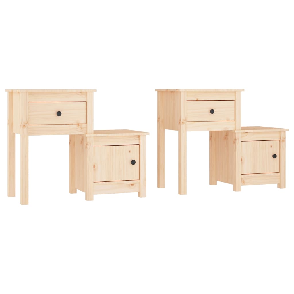 Comodini 2 pz 79,5x38x65,5 cm in Legno Massello di Pino 814540