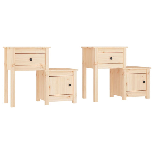 Comodini 2 pz 79,5x38x65,5 cm in Legno Massello di Pino 814540