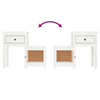 Comodino Bianco 79,5x38x65,5 cm in Legno Massello di Pino 814541