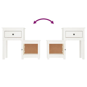 Comodino Bianco 79,5x38x65,5 cm in Legno Massello di Pino 814541