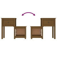 Comodino ambra 79,5x38x65,5 cm in Legno Massello di Pino 814545