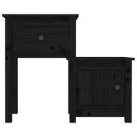 Comodino Nero 79,5x38x65,5 cm in Legno Massello di Pino 814547