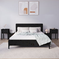 Comodini 2 pz Neri 79,5x38x65,5 cm in Legno Massello di Pino 814548