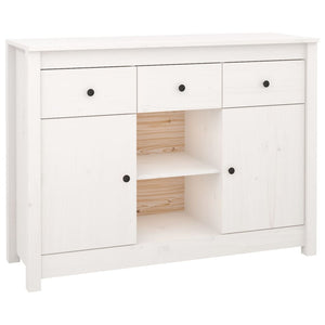 Credenza Bianca 100x35x74,5 cm in Legno Massello di Pino 814550