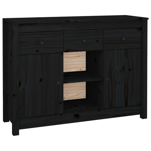 Credenza Nera 100x35x74,5 cm in Legno Massello di Pino 814553