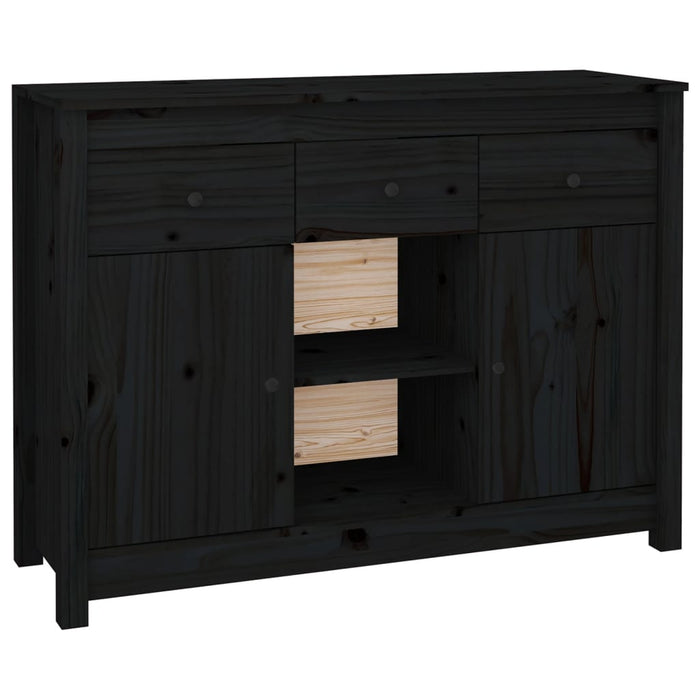 Credenza Nera 100x35x74,5 cm in Legno Massello di Pino 814553