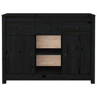 Credenza-Buffet-Armadio da cucina Nera 100x35x74,5 cm in Legno Massello di Pino