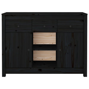 Credenza-Buffet-Armadio da cucina Nera 100x35x74,5 cm in Legno Massello di Pino