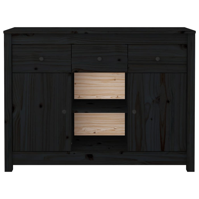 Credenza Nera 100x35x74,5 cm in Legno Massello di Pino 814553