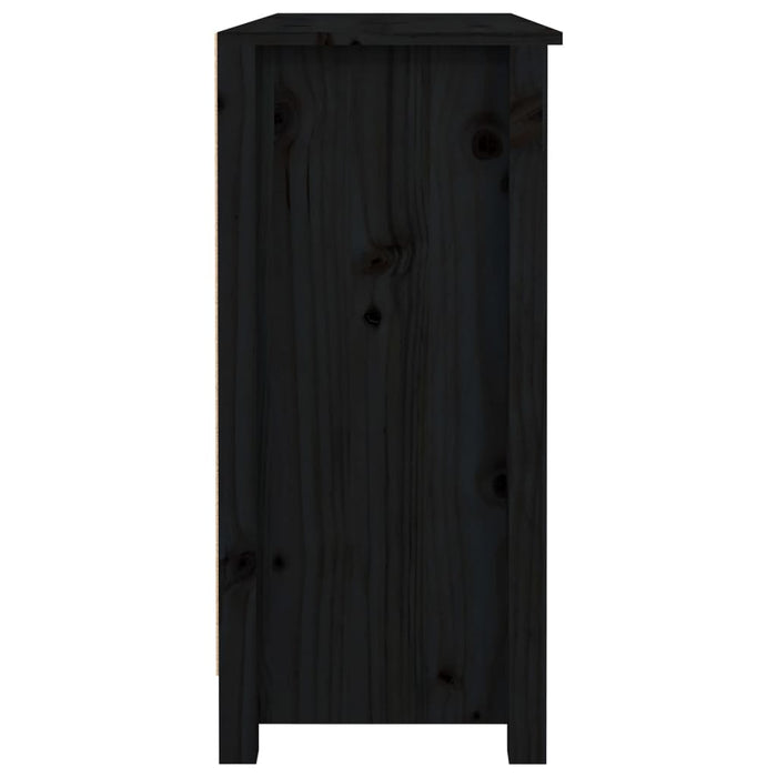 Credenza-Buffet-Armadio da cucina Nera 100x35x74,5 cm in Legno Massello di Pino