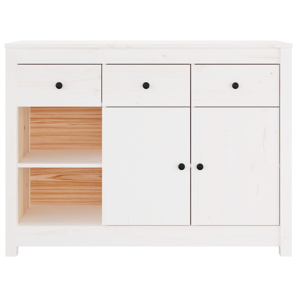 Credenza Bianca 100x35x74 cm in Legno Massello di Pino 814555