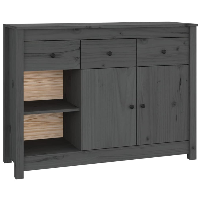 Credenza Grigia 100x35x74 cm in Legno Massello di Pino 814556