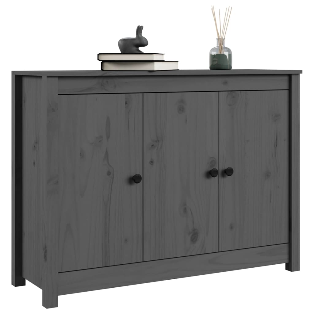 Credenza Grigia 100x35x74 cm in Legno Massello di Pino 814561