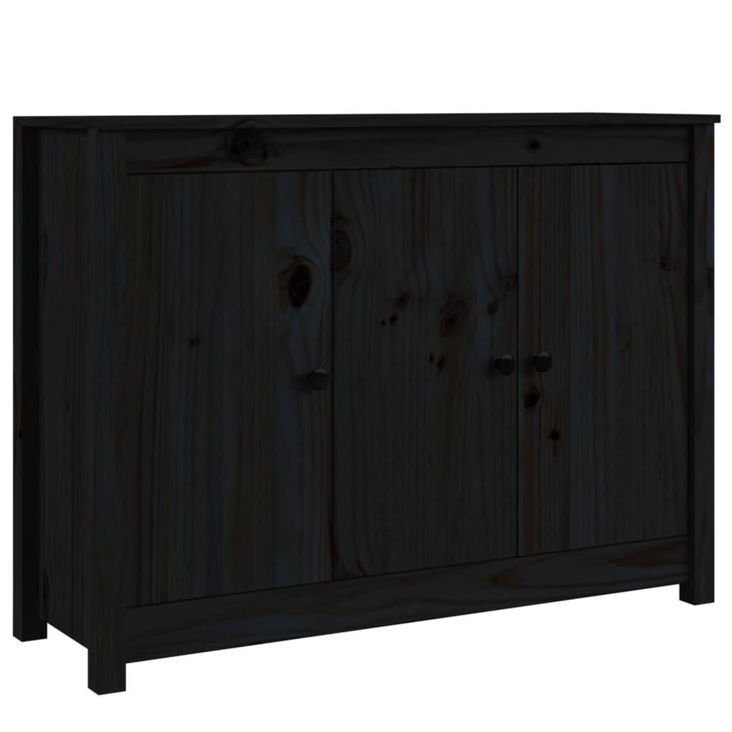 Credenza Nera 100x35x74 cm in Legno Massello di Pino 814563