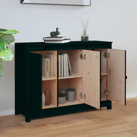 Credenza Nera 100x35x74 cm in Legno Massello di Pino 814563