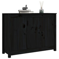 Credenza Nera 100x35x74 cm in Legno Massello di Pino 814563