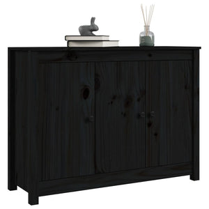 Credenza Nera 100x35x74 cm in Legno Massello di Pino 814563