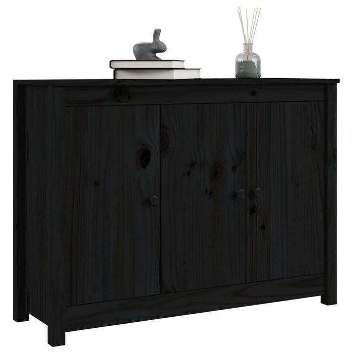 Credenza Nera 100x35x74 cm in Legno Massello di Pino 814563