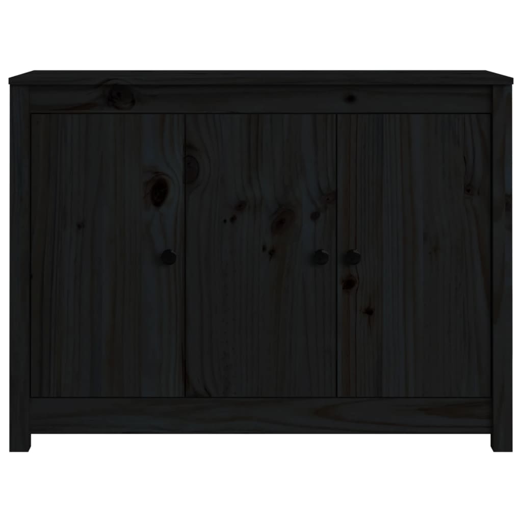 Credenza Nera 100x35x74 cm in Legno Massello di Pino 814563