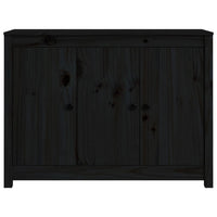 Credenza Nera 100x35x74 cm in Legno Massello di Pino 814563