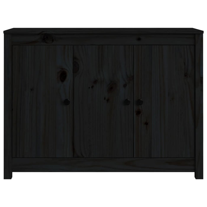 Credenza Nera 100x35x74 cm in Legno Massello di Pino 814563