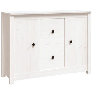 Credenza-Buffet-Armadio da cucina Bianca 100x35x74 cm in Legno Massello di Pino 793892
