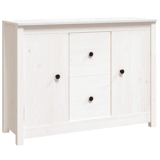 Credenza Bianca 100x35x74 cm in Legno Massello di Pino 814565