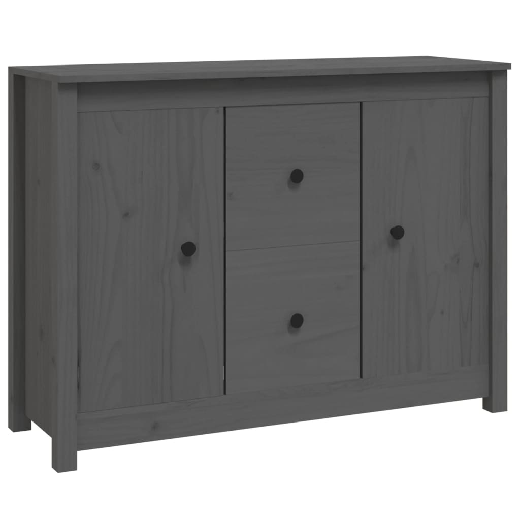 Credenza Grigia 100x35x74 cm in Legno Massello di Pino 814566