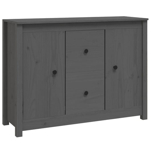 Credenza Grigia 100x35x74 cm in Legno Massello di Pino 814566
