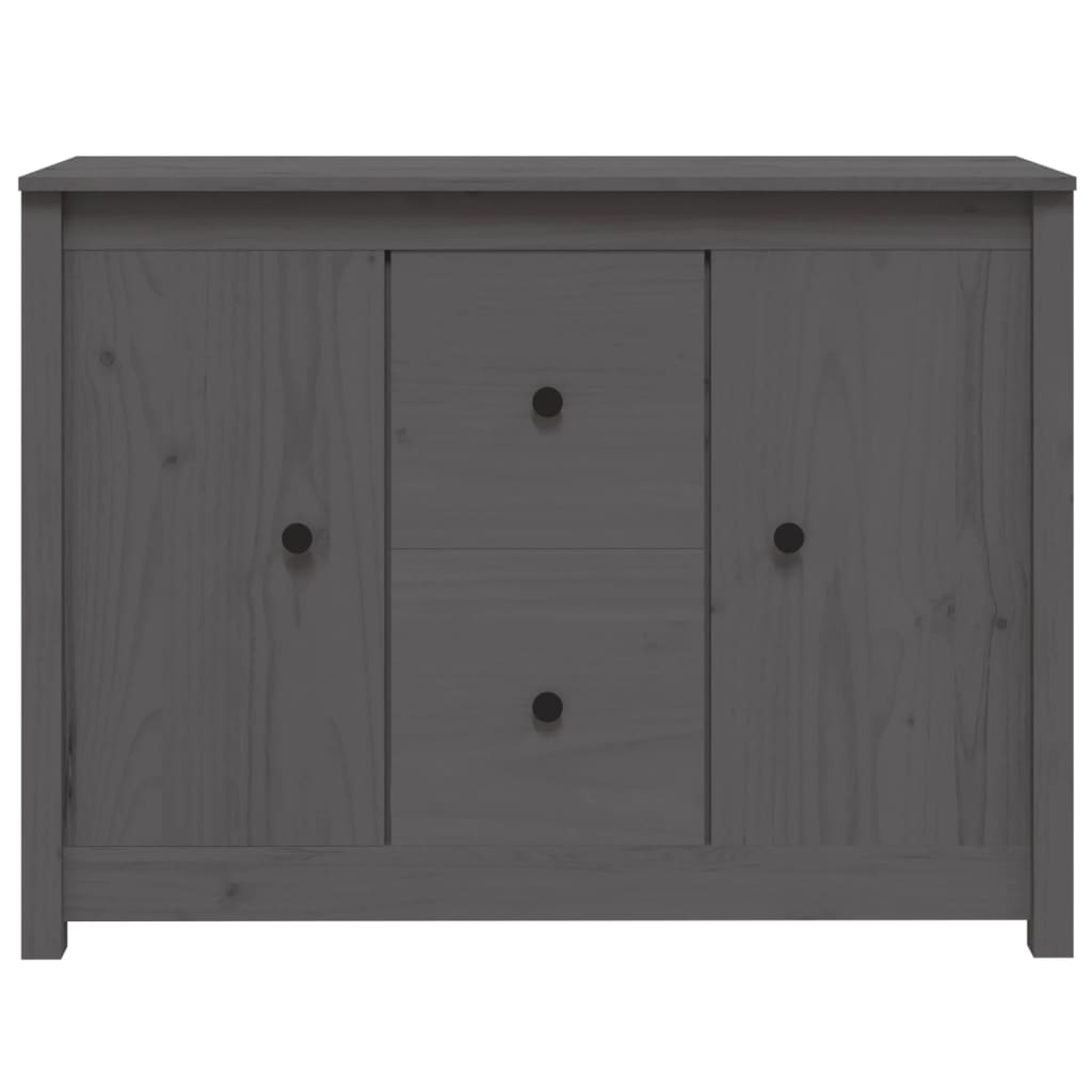 Credenza Grigia 100x35x74 cm in Legno Massello di Pino 814566