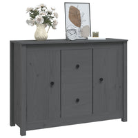 Credenza Grigia 100x35x74 cm in Legno Massello di Pino 814566