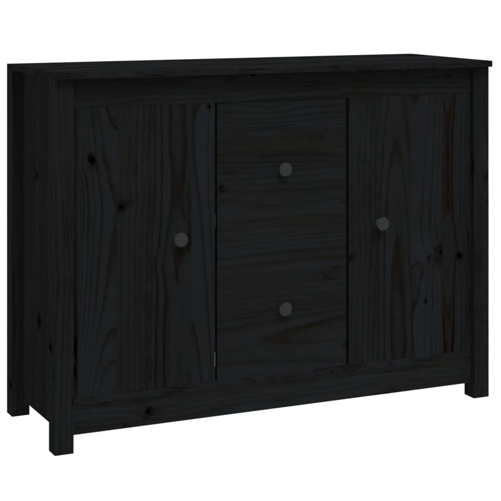 Credenza Nera 100x35x74 cm in Legno Massello di Pino 814568