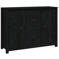 Credenza Nera 100x35x74 cm in Legno Massello di Pino 814568
