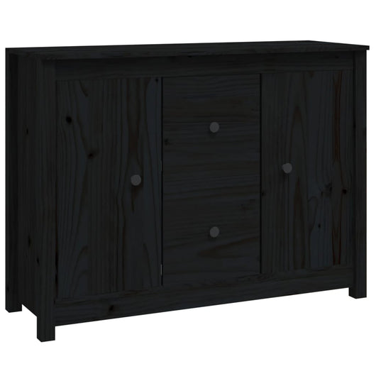 Credenza Nera 100x35x74 cm in Legno Massello di Pino 814568