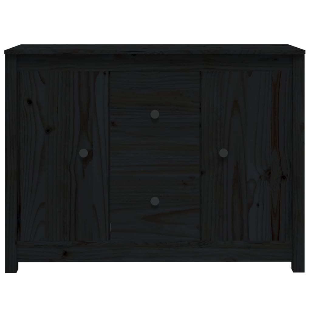 Credenza Nera 100x35x74 cm in Legno Massello di Pino 814568