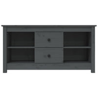 Mobile Porta TV Grigio 103x36,5x52 cm in Legno Massello di Pino 814571